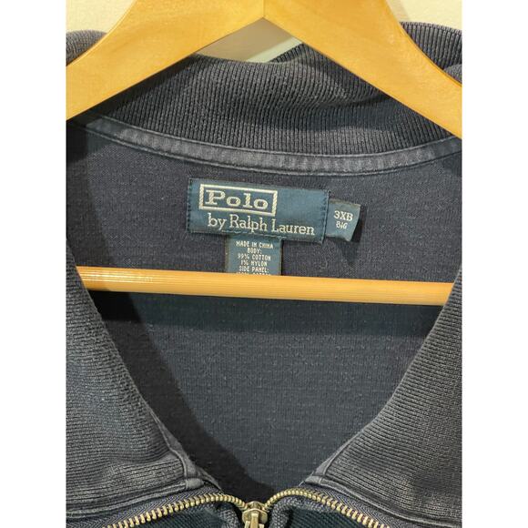 Vintage Polo Ralph Lauren Quarter Zip Pullover Sweater Men 3XB Navy Blue Cotton - Picture 4 of 6